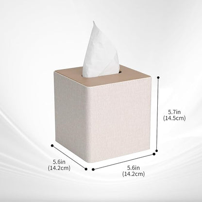MOCHTERO Modern Square Tissue Box Cover, Decorative Bathroom Facial Tissue Holder,for Living Room, Car, Bedroom, Office,etc. Beige