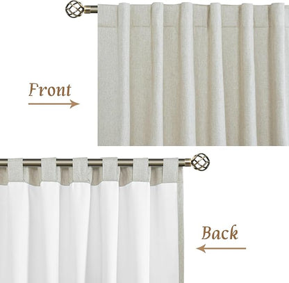 LAMIT 100% Blackout Short Linen Curtains