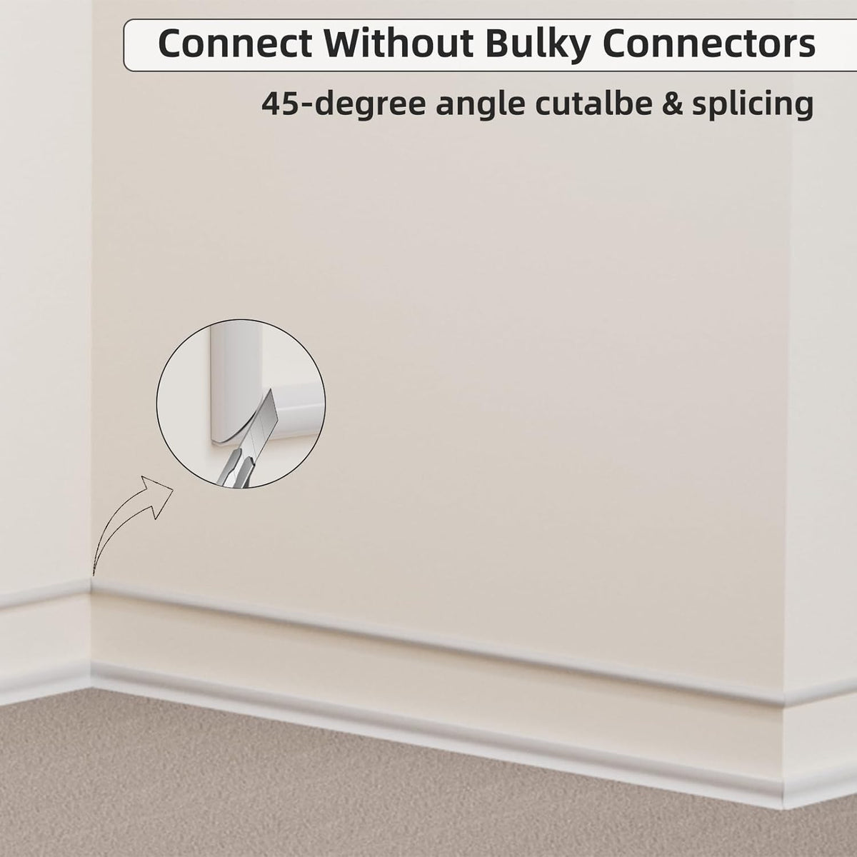 118" Side Buckle Cable Hider for 1 Cords,Extension Cord Covers for Wires On Wall,Adhesive Cord Hider for Wall Mount Tv, Wire Channel for Cable Concealer,Cable Raceway Home & Office,White