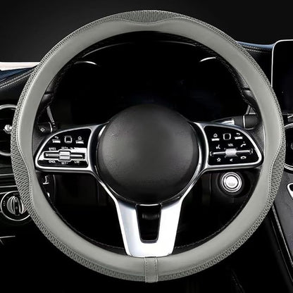 38cm Car Steering Wheel Cover, Universal 15 inch, Microfiber Breathable Ice Silk, Anti-Slip, Odorless, Easy to Install