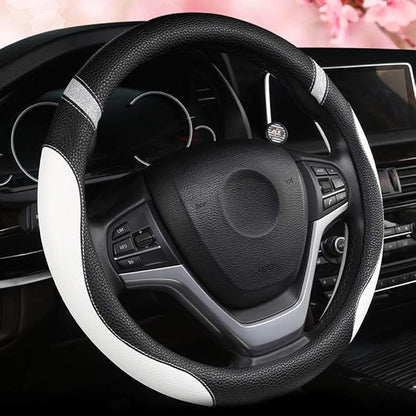 Steering Wheel Cover for Women Leather Universal Steering Wheel Cover for Car 15 inch (White)