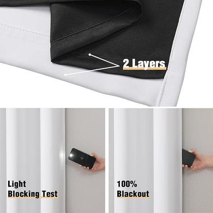 ChrisDowa White 100% Blackout Curtains