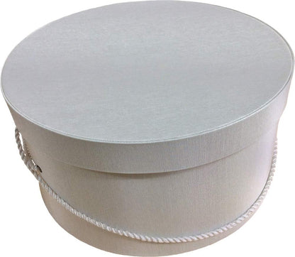 Sarah's Hat Boxes Classic Ivory Hat Box – 18.5" x 9.5" (Dia. x Ht.) Handmade in USA – Odorless Non-Toxic Adhesive, Cording Handle – Premium Storage for Hats & Accessories
