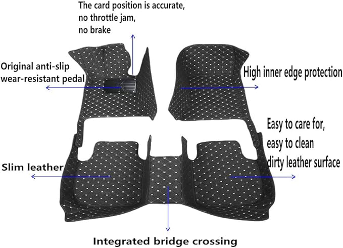 KaiLaiCarCustom Automotive Car Floor Mats for 99.99% Sedan SUV Sports Car Men Women Protection Full Coverage Pads Anti-Slip Leather Floor Lining (Purple + Black Beige, C- Diamond Double Spelling)
