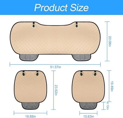 3PCS Set Car Seat Cushion for Front and Back Seat, 3D Soft Linen Breathable Auto Seat Cover, Comfort Non-Slip Rubber Bottom Universal for Most Cars (Black/Gold/3PCS)