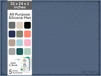 32x24x1” XL Dog Food Mat - All Purpose Under Sink Liner, Washer and Dryer Covers for The Top, Silicone Griddle Mat for Blackstone - Raised Edges Dog Mat for Food and Water Prevent Spill, Waterproof