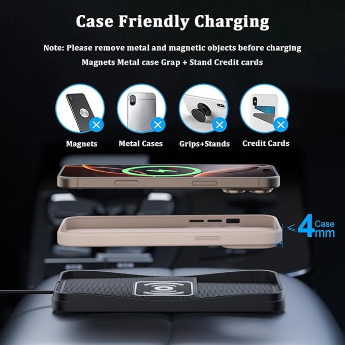 Car Wireless Charger Pad for Ford Explorer 2000-2026, Type-C/USB 20W Fast Wireless Car Charger Pad Non-Slip Cordless Charging Mat,B-30cm Cable USB Plug