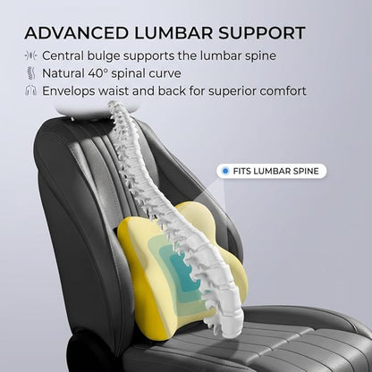 Car Headrest Pillow & Lumbar for Audi A1 A2 A3 A4 A6 A7 A8, Car Seat Neck Pillow Back Support, Breathable All-Season Automotive Seat Cushions, 2PCS,B Gray
