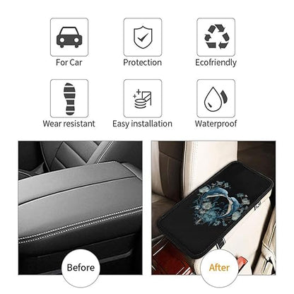 Heart Shaped Dolphins Car Auto Armrest Cushion Cover Accessories Center Console Seat Box Pad Protector Universal Decoration for Most Vehicle SUV Truck