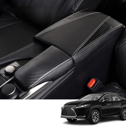 Custom Interior Accessories for Lexus RX 350 350L 450h 450hL 2015-2022 PU Leather Center Console Armrest Box Cover Armrest Cushion Central Armrest Protector Pad(Carbon Fiber Texture)