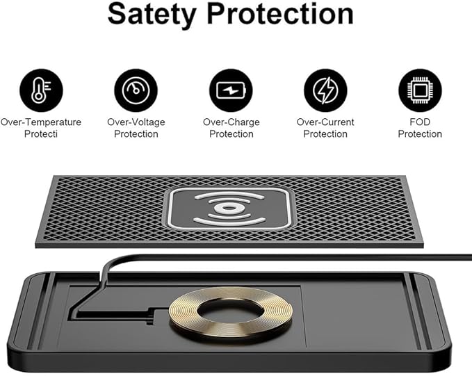 Wireless Car Charger Pad for Ford Mustang Mach-E 2021-2025, Type-C/USB 20W Car Wireless Charger Non-Slip Phone Charging Pad Car Accessories,A 30cm Cable Type-C Plug