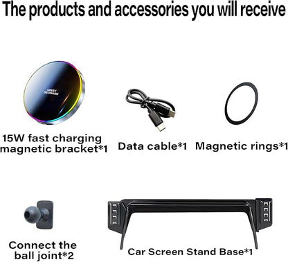 Car Phone Holder for Kia Seltos 2021 2022 2023 Accessories Apply to 8/10.25 Inch Touchscreen 15W Fast Wireless Charger Screen Fixed Clip HandsFree Cell Phone Mount 360° Rotation