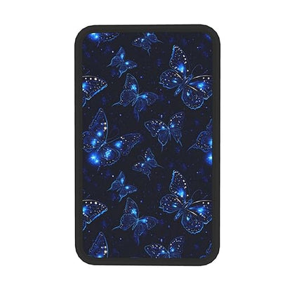 Glowing Neon Blue Celestial Style Butterfly Car Auto Armrest Cushion Cover Accessories Center Console Seat Box Pad Protector Universal Decoration for Most Vehicle SUV Truck