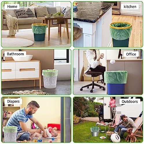 Biodegradable Small Trash Bags, 3 Gallon / 10L, 200 Count | Premium Thick Garbage Bags, Unscented Eco-Friendly Bin Liners for Kitchen, Bathroom, Office & Bedroom | EnvoWise Compostable Trash Bags