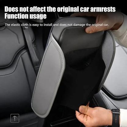 Car Center Console Cushion for 9th Gen Toyota Camry LE SE XLE XSE 2025 2026, Nappa Leather Memory Foam Armrest Cover with Side Storage Pockets, Auto Elbow Support Pad 1pc,Black
