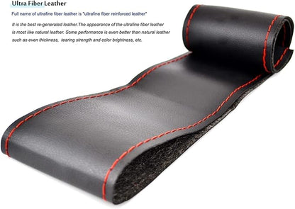 AUTOXBERT 38cm/15 Inch Hand Sewing Steering Wheel Cover Breathable Anti-Slip Leather Steering Wheel Cover for Nissan Qashqai Toyota Camry RAV4 VW Golf