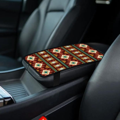 1pc Center Console Armrest Cover Pad 12.6x7.5 inch Indian Decorative Pattern Neoprene Car Armrest Cushion Waterproof Armrests Seat Box Cover Protector for Universal Cars Vehicles SUVs