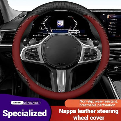Leather Steering Wheel Cover 15 Inches Car Steering Wheel Cover Stretchy Easy Installation Durable Breathable Non-Slip for Honda Civic Accord Fit CRV HRV Pilot Odyssey Accessories -Brown