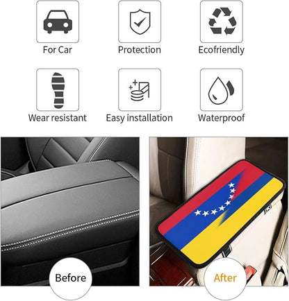 Venezuela Venezuelan Colombia Colombian Flag Auto Center Console Armrest Cover Car Handrail Box Cushion Pad Mat Universal Fit Most Vehicle Sedan Truck SUV Soft Comfort Decor Accessories