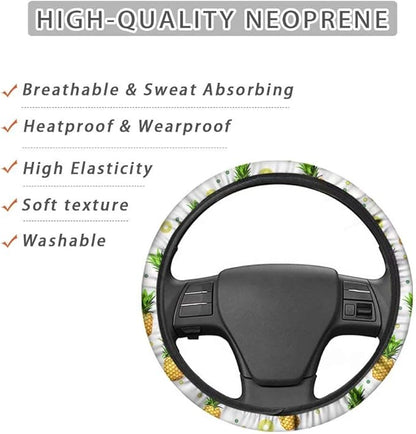 AFPANQZ Tie Dye Car Steering Wheel Covers Breathable Sweat Absorption Comfort Grip Stretch-on Fabric Steering Wheel Protector Non-Slip Machine Washable Rainbow Colored