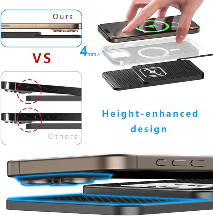 Wireless Charging Pad for Car for Buick Envista 2024-2026, Non-Slip Type C/USB 20W Fast Phone Charging Pad DIY Trim-to-Fit No Interior Damage,A&USB
