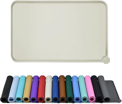 Reopet Waterproof Pet Feeding Mat with High Raised Edges, Heavier and Thicker Placemats for Cat Dog Water Bowl with BPA Free, Dogs Cats Food Mats for Messy Drinkers to Prevent Spill and Protect Floors