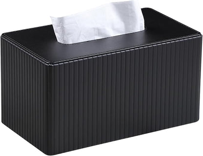 MEIBOOCH Extra Large Tissue Box Cover for Standard Size 180 to 230 Count Box of Tissues, PU Leather Rectangle Tissue Holder with Magnetic Closure (Black)