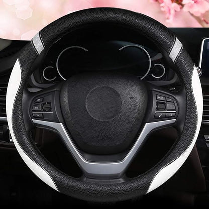 Steering Wheel Cover for Women Leather Universal Steering Wheel Cover for Car 15 inch (White)