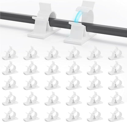 Viaky White Cord Clips Self Adhesive, 30Pack Cable Clamps Adjustable Wire Holder Electric Cord Organizer for Car Home Office Desk Wall Nightstand Computer