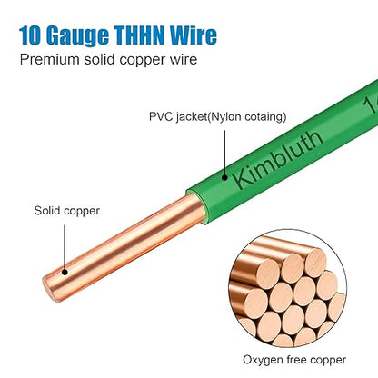THHN Wire 10 Gauge 100 FT OFC Electrical Wire, 10 AWG Solid Copper Wire Rated