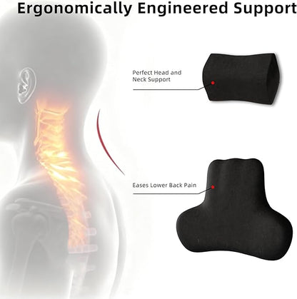 Car Neck & Lumbar Support Pillow Set for Crosstrek, Soft Memory Foam Headrest & Back Cushion, Ergonomic Comfortable Seat Support for Daily Driving and Long Trips Car Interior Accessories