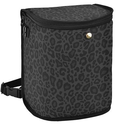 Black Leopard Car Trash Can Animal Skin Print Car Garbage Bag with Lid Hanging Waterproof Leak Proof Vehicle Storage Bin