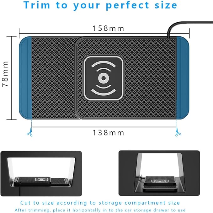 Wireless Charging Pad for Car for Roush Performance F150 2006-2008 2014 2016-2020, Non-Slip Type C/USB 20W Fast Phone Charging Pad DIY Trim-to-Fit No Interior Damage,B&Type-C
