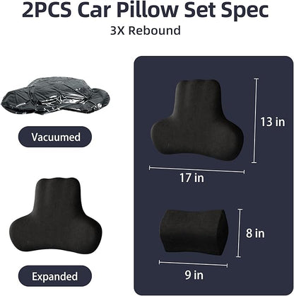 Car Neck & Lumbar Support Pillow Set for Ford Bronco, Soft Memory Foam Headrest & Back Cushion, Ergonomic Comfortable Seat Support for Daily Driving and Long Trips Car Interior Accessories
