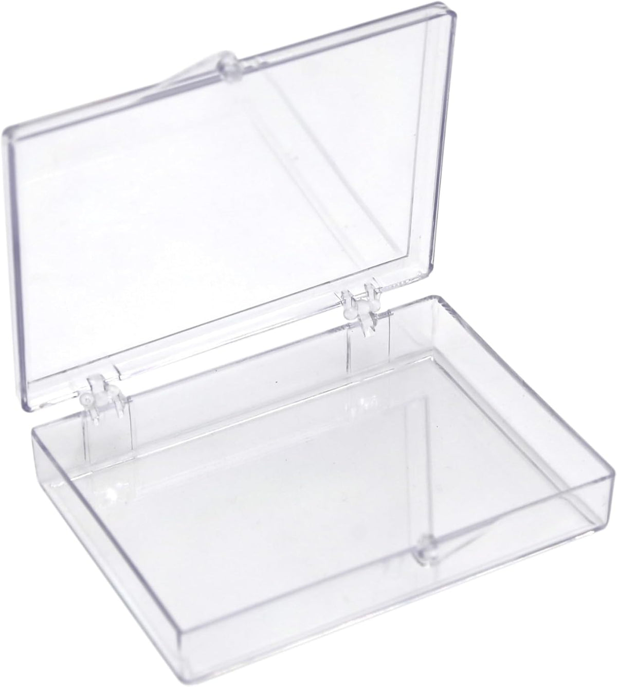 10-Pack Clear Hinged Plastic Containers, Keepsake Storage Boxes, 3 1/2" L x 2 9/16" W x 5/8" H, Made in USA, Plastic Display Case or Small Box for Storage and Organization