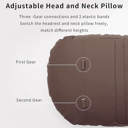 Car Headrest & Lumbar Support Set,Premium Skin-Feeling Napa Leather Soft and Comfortable Headrest,Car Seat Headrest Pillow Waist Support Car Interior Accessories for Driving Home Office