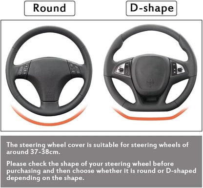 Pahajim Steering Wheel Cover Flat Bottom, D Shaped Car Steering Wheel Wrap PU Leather Anti Skid 14.5-15 Inch (37-38cm) Cubre Volantes Carros for Women Men (Red)