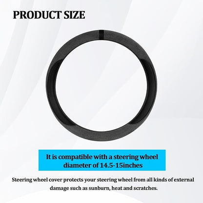 HZEL Car Steering Wheel Cover, Non-Slip Suede Leather Breathable Vehicle Steering Wheel Protector with Inner Ring, Automotive Interior Protective Accessories, Universal Fit (Carbon Black)