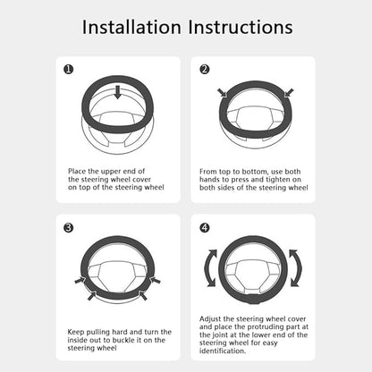 38cm Car Steering Wheel Cover, Universal 15 inch, Microfiber Breathable Ice Silk, Anti-Slip, Odorless, Easy to Install