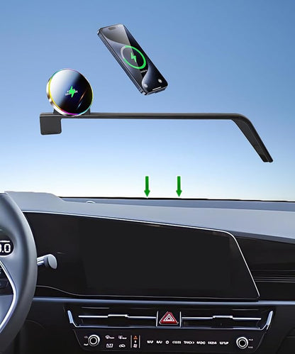 Car Phone Holder for Kia NIRO/NIRO EV/NIRO Hybrid 2023 2024 2025 Accessories 15W Fast Wireless Charger Screen Fixed Clip HandsFree Cell Phone Mount 360° Rotation (10.25 Inch)