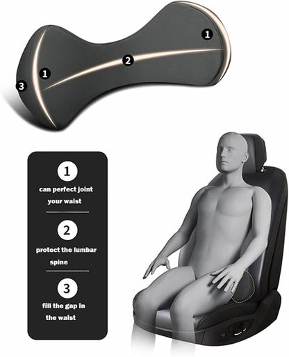 Memory Foam Car Seat, Car Lumbar Support Pillow Tailbone Support Cushions, Back Pad Massager Waist Cushion for Car Seat, Office Chair(1 Black)