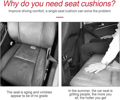 3PCS Set Car Seat Cushion for Front and Back Seat, 3D Soft Linen Breathable Auto Seat Cover, Comfort Non-Slip Rubber Bottom Universal for Most Cars (Black/Gold/3PCS)