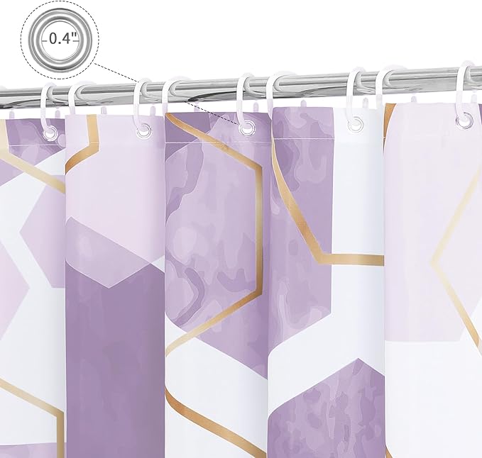 Litabel Modern Long Shower Curtain for Bathroom, Lavender Purple Geometric Art Decor Waterproof Bath Curtain, Abstract Fabric Shower Curtain Sets for Home Decor, 72x78 Inch