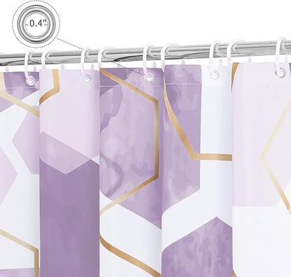 Litabel Modern Long Shower Curtain for Bathroom, Lavender Purple Geometric Art Decor Waterproof Bath Curtain, Abstract Fabric Shower Curtain Sets for Home Decor, 72x78 Inch