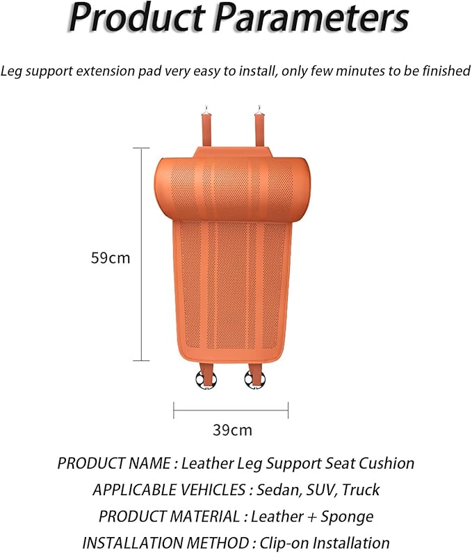 Car Seat Extender Cushion for Honda Pilot 2002-2020 2021 2022 2023 2024 2025 2026, Leather Leg Extender Cushion for Car Seats Office Chairs, Car Seat Extender Pad Leg Support,B Brown