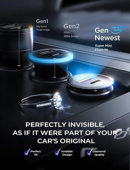 AINOPE 67.5W Super Mini Cigarette Lighter Adapter Car Charger USB C Fast Charging, All Metal PD&QC Type C Car Charger Adapter Outlet Plug Socket for iPhone 17 16 Pro Max 15 14 13 Air, Samsung S26 S25