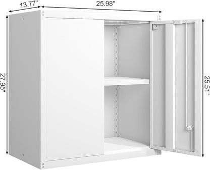 GREATMEET Metal Wall Cabinet, Wall Mounted Storage Cabinet