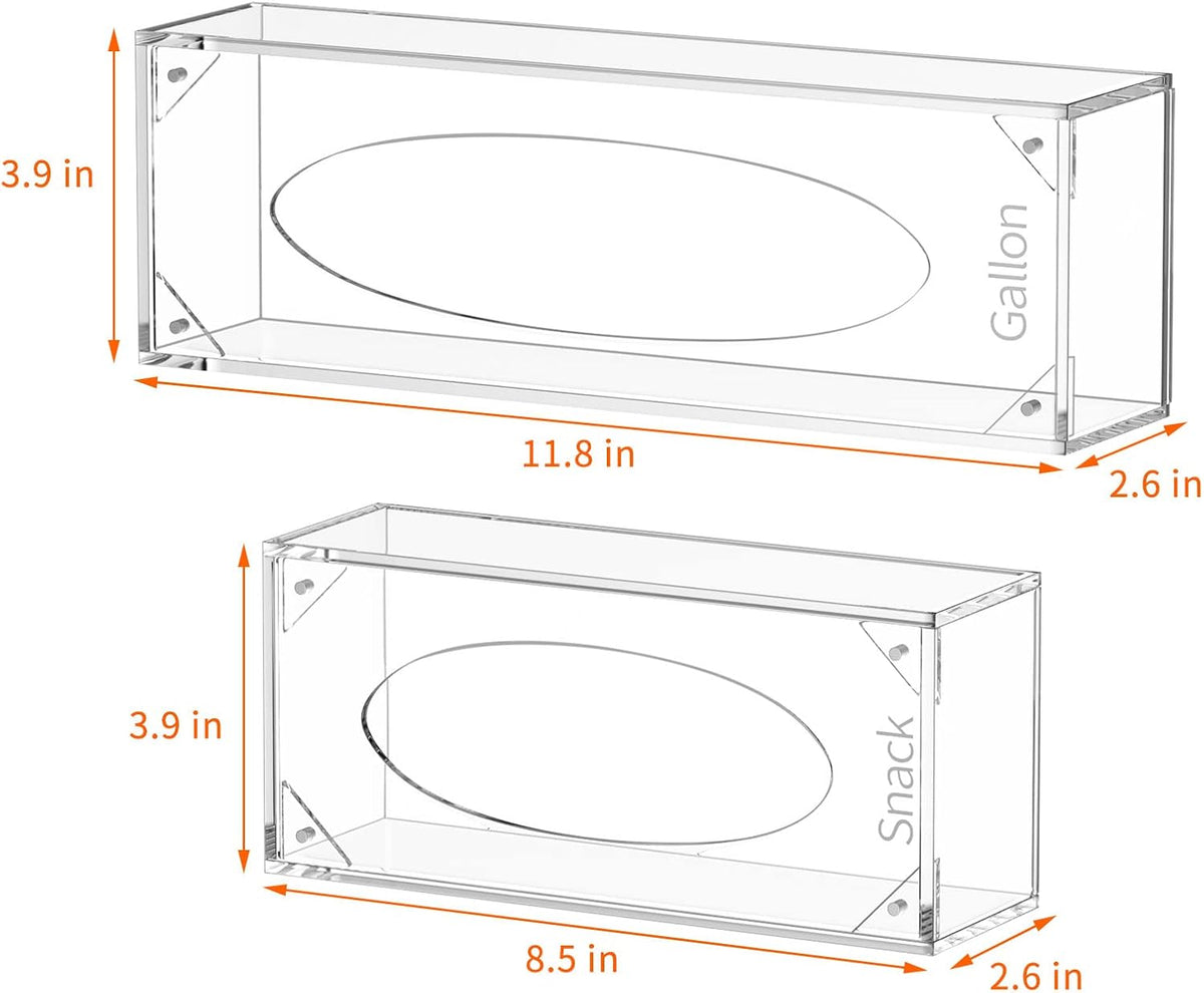 FEMELI Food Bag Storage Organizer, Acrylic Kitchen Drawer Baggie Box, Compatible with Gallon, Slider Quart, Freezer, Sandwich, Snack, Variety Size Bags, 4 separate Pack(Clear)