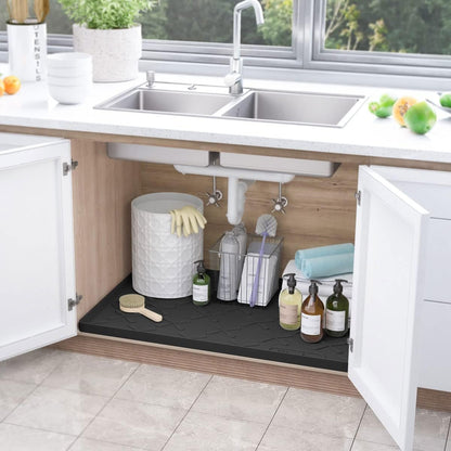 SIKADEER 34" x 22" Under Sink Mat Waterproof, Silicone Mat Kitchen Drawer Shelf and Cabinet Liner, Sink Protector for Kitchen Organizers and Storage, Boot Tray Pet Food Mats