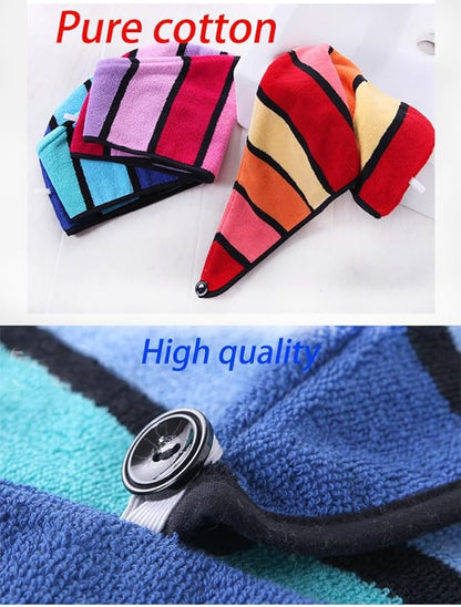 Wenlly 2 Pack 100% Cotton Hair Drying Towel, Hair Towel wrap with Button for Women, Shower Head Towel, Dry Hair Turban (Orange & red)